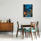 Japanese Tokyo Tea House Framed Canvas Wall Art Japanese City Street Cafe Scene Picture Print Modern Ukiyo-e Decor Poster for Japanese Home Bedroom Decorations Artwork20x30in