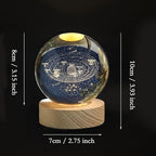 3.15" (80mm) Solar System Crystal Ball 3D Sun System Planets Model Globe with Wooden Base Home Decorative Ornament Astronomy Gifts for Lover Girlfriend