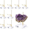 12 Pcs Crystal Display Stand, 2 x 2 x 3.5 Inch Gold Rock Crystal Stand with Acrylic Base Adjustable Metal Arm Display Stands for Mineral, Agate, Geode, Picture