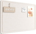 Fluxynara Bulletin Board, 23.6" x 17.5" Cork Board Alternative with 12 Safe Removable Adhesive Tabs, Foldable Felt Pin Board for Home Office, Classroom, Bedroom,Entryway for Walls—Oatmeal