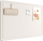 Fluxynara Bulletin Board, 23.6" x 17.5" Cork Board Alternative with 12 Safe Removable Adhesive Tabs, Foldable Felt Pin Board for Home Office, Classroom, Bedroom,Entryway for Walls—Oatmeal