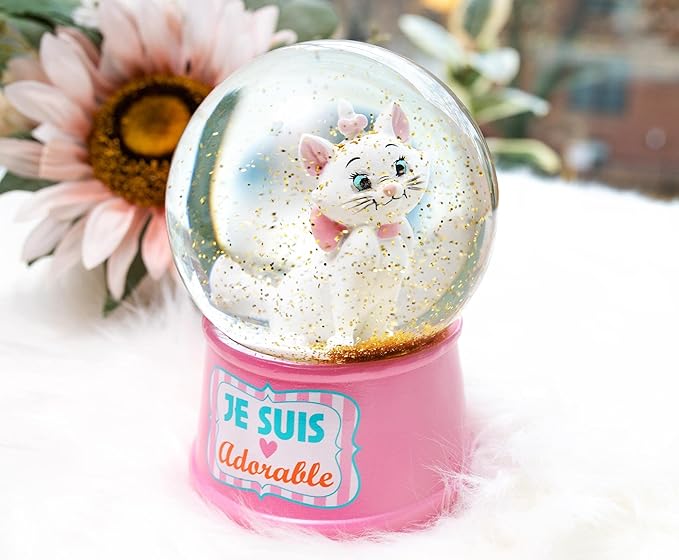 Disney Aristocats Marie Je Suis Adorable Light-Up Adult Snow Globe with Swirling Glitter Display Piece | 6 Inches Tall