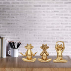 Suoedd Gold Frog Figurines Yoga Decor 3.7In Set of 3 –Frog Yoga Statues for Modern Living Room Desk Table Home Office Bookshelf Shelves Sculptures Decor,Gifts for Mom Women