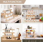 Wooden Cupcake Display Stand, Wood Rustic Risers 4 Tiers for Display Ideal Craft Funko Pop Shelves, Table Display Stand for Vendors, Earring & Ring Holder Stands, Outdoor Plant Stand Indoor-Natural