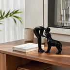 Abstract Resin Hand-Painted Sculpture of Person and Dog Bonding – Head-to-Head Intimate Figurine Decoration for Office、Living Room、Bedroom、Home， Memory Gifts for Pet Lovers (Black)