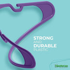 NEATERIZE Clothes Hangers Plastic 20 Pack For Adults - Plastic Hangers, The Perfect Coat Hanger and Space Saving Clothes Hangers for Closet, Percheros Ganchos para Colgar Ropa Hangars - Purple Hangers