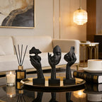 3 Pcs Thinker Small Statue Set - Black Art Abstract Home Accent Figurines for Decor Bedroom, Shelves, Living Room Coffee Table, Office Desktop (3 Pcs Black, 6")