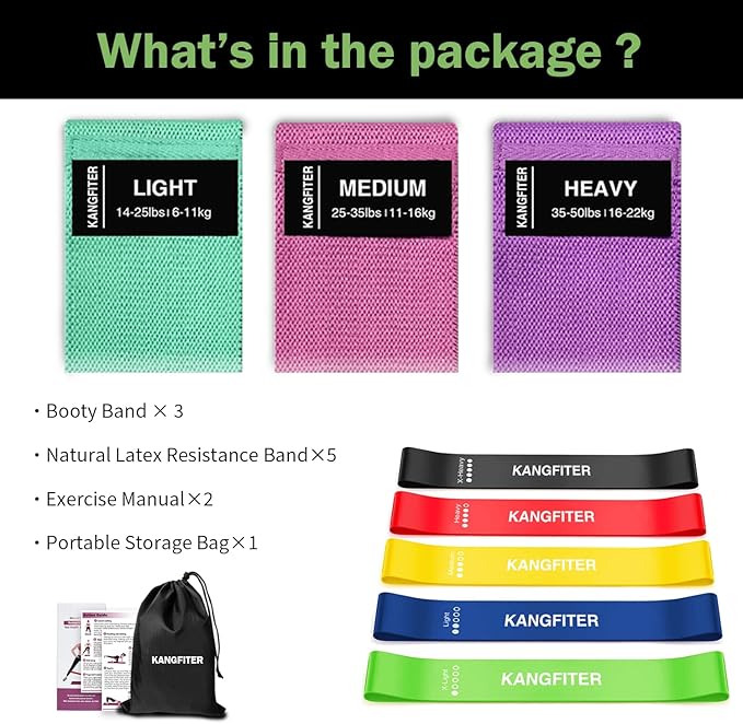 Non-Slip Fabric Resistance Bands for Working Out, Loop Exercise Bands for Booty Leg, Butt, Glute, Stretch Workout Bands for Women & Men, Hip Elastic Bands for Home Gym Fitness, Yoga, Pilates