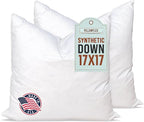 Pillowflex Synthetic Down Alternative Pillow Inserts for Shams - Comfy Pillows for Sleeping, Perfect Pillow & Best Sleeping Pillows, Handmade Down Alternative Throw Pillow Inserts - (17x17 Set of 2)