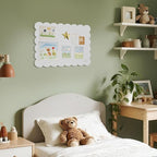 Lightomorrow Scalloped Bulletin Board, 24 x 18 Inches Felt Pin Board - Decorative Cork Alternative for Wall, Foldable Picture Self-Adhesive Vision Prayer Board with 20 Pushpins - White