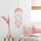 Pink Dream Catchers Crystal Tree of Life Dreamcatcher with Rose Quartz Butterfly Crystal Suncatcher for Windows Hangings Prism Decor Wall Bedroom Decoration Gifts for Boys Adults