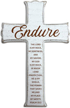 dsjaidh Cross Wall Decor - White Scripture Wooden Cross For Wall - Minimalist Wooden Hanging Signs Christian Easter Decor for Home Office Church Baptism - Christian Gifts for Men Women (Endure)- A01