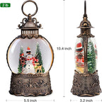 Christmas Snow Globes Lantern with Music, Snowman Snow Globes with Swirling Glitter Effects, USB/Battery Powered with 6-Hour Timer, Christmas Decorations