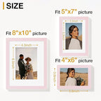 Vittanly 10 Pack Picture Frames Collage Wall Decor, Gallery Frame Set for Wall Mounting or Tabletop Display, Multi Sizes Including 2pcs 8x10, 4pcs 5x7, 4pcs 4x6, Pink