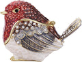 Hand Painted Trinket Box for Home Decor Accents, Enamel Hinged Jewelry Box for Bookshelf Office Table Desk Decoration, Classical Figurine Collectible Keepsake Animal Sculptures (Robin Bird)