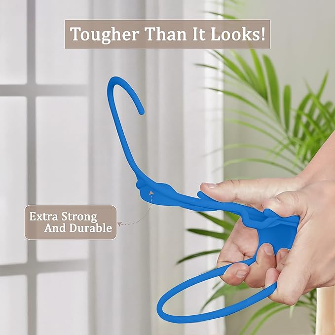 Utopia Home Plastic Hangers 50 Pack - Perfect Space Saving Clothes Hanger - Durable and Strong - Perfect Closet Organizers with Shoulder Grooves (Blue)