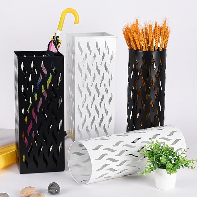 YUYTE Metal Round Umbrella Holder, Shaped Freestanding Umbrella Organizer for Entryway, Home, and Office (Black)