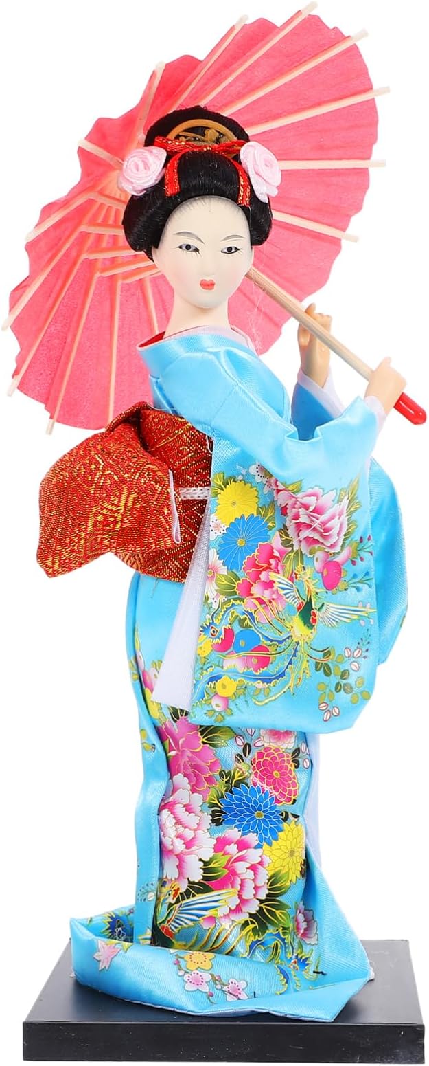 Amosfun Japanese Kimono Doll 9.44 Inch Geisha Figurine Traditional Maiko Decorative Collectible for Home and Restaurant Display