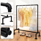 Kids Pipes Dress up Clothing Rack, Kids Clothes Rack, Child Garment Rack, Hanging Clothes Rod Storage Shelf Organizers Shelves Shelving, Black Metal