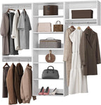 ROOMTEC Modular Closet System, 66" Wall-Mounted Closet Organizer with Hanging Rods, Modern Wooden Tower for Walk-In Closets, Wardrobe Storage Kit, White