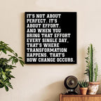 Motivational Wall Decor, Inspirational Quote Wall Art for Home Office Gym Classroom, Encouraging Decor for Success, It's Not About Perfect, It's About Effort Framed Canvas Posters, 8 x 8 Inches