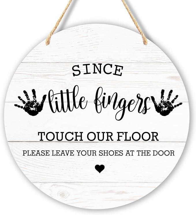 Wall Pediments Shoes Off Sign - Please Take Your Shoes Off - 9.8x9.8 Inches