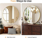 Bathroom Mirror for Wall, 30 Inch Round Mirror, Matte Gold Metal Framed Circle Vanity Mirror for Bathroom Bedroom Living Room Entryway, Anti-Rust, Tempered Glass, Hanging or Leaning