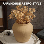 Farmhouse Ceramic Vase - Yellow Rustic Vintage Flower Vase for Home, Living Room, Shelf and Dining Table Decor-6.1IN.
