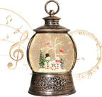 Christmas Cardinal Snow Globe 12.5In High, Snowman Musical Snow Globe Lantern Lights with 6 Hour Timer and Batteries Powered, Retro Style Holiday Glitter Globe for Xmas Home Decoration and Santa Gifts