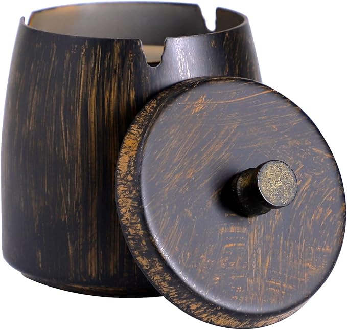 Ashtray with Lid for Cigarette, Stainless Steel Smokeless Odorless Windproof Ashtrays for Home Office Tabletop Outside Patio Outdoor Balcony(3.54''x2.8''x3.38'')