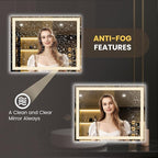 LOAAO 50"x40" LED Bathroom Mirror with Lights, Anti-Fog, Dimmable, Backlit + Front Lit, Lighted Bathroom Vanity Mirror for Wall, Memory Function