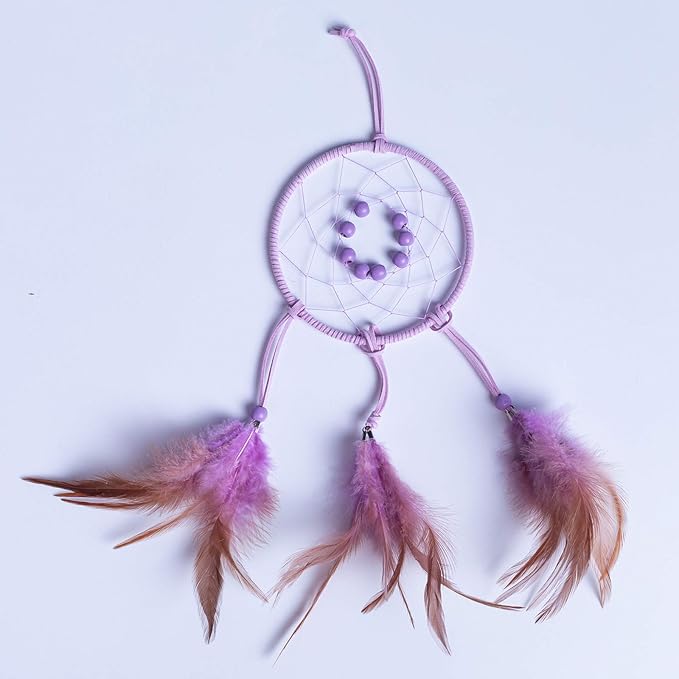 DIY Dream Catcher Beginner Kit, Making Dream Catcher Supplies Include Metal Hoop, Feathers, Faux Suede Cord, Thread, Wood Beads (Lilac)