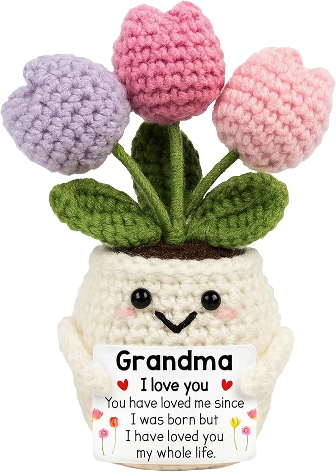 Gifts for Grandma from Grandkids - Mothers Day Birthday Grandma Gifts - Grandmother Gift from Grandson, Granddaughter - 5.51'' x 4.13'' Mimi Gigi Nana Emotional Positive Support Crochet
