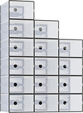 NEWBULIG 15 Pack Clear Shoe Storage Boxes, Shoe Organizer for Closet with Lid, Durable PE Transparent Shoe Containers Ideal for Sneakers, Heels & Boots, Black