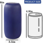 Ceramic Vase for Flowers – Modern Small Ribbed Textured Flower Vase for Home Decor, Pampas Grass, Decorative, Farmhouse, Coffee Table, Kitchen Centerpieces, Bookshelf and Home Living (Navy Blue)