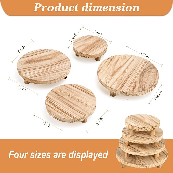 Mini Risers Display Stands, Wood Riser for Display, Wooden Riser Holder, Wood Risers for Decor is used for item display, 4 pcs display rack can display cakes, potted plants