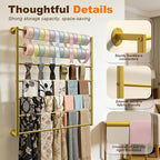 Wall Mounted Scarf Rack, Gold Silk Scarves Hijab Hanger Organizer Metal Racks Wrapping Tissue Paper Ribbon Holder Towels Storage Display for Flower Shop Retail Store (Gold, 10T-23.6×47.2IN)