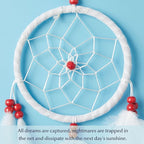 Pretty Jolly Indian Small White Dream Catchers Wall Decor Handmade Feathers Native Mini Dreamcatchers Home Decoration Ornament for Bedroom Birthday Party-2 Rings