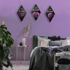 ONIZHITY 3-Piece Purple & Black Wall Decor - Rose Wooden Art with Positive Quotes for Bedroom, Bathroom & Wedding (12 x 7)
