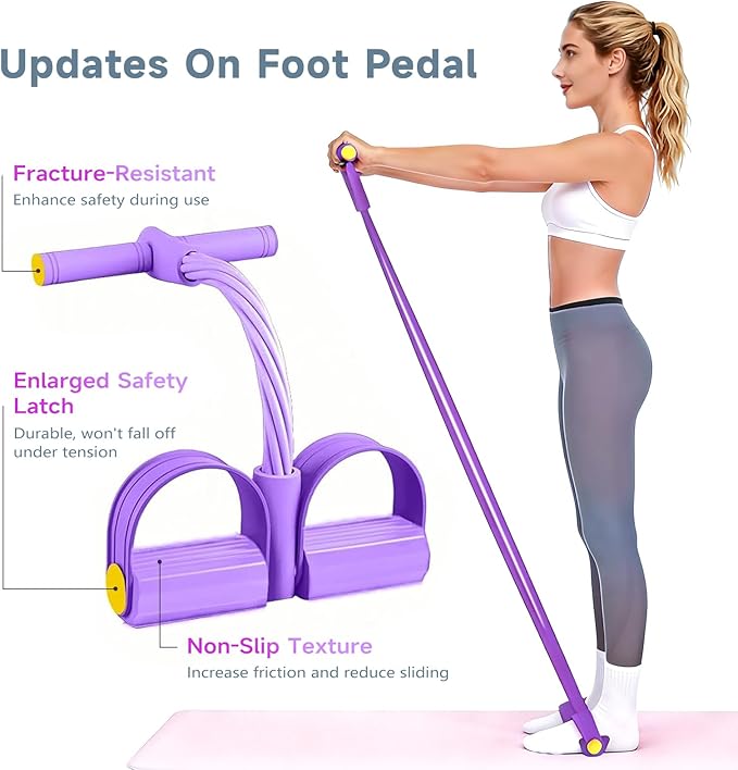 Pedal Resistance Bands with Handles, Durable 6-Tubes Multifunction Pedal Resistance Band, Natural Rubber Foot Pedal Resistance Bands, Fitness Resistance Bands for Abdomen, Waist, Arm, Leg