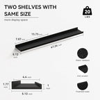 Boswillon 47.2 Inches Long Floating Shelves Wall Mounted, 2 Set Modern Wall Shelf for Bedroom, Nursery Book Shelf with Lip, Picture Ledge Shelf for Decor Living Room Bathroom Kitchen - Black