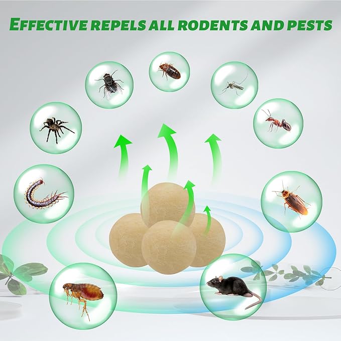 12 Pack,Natural Peppermint Oil Mice Repellent Indoor/Outdoor, Pest Control Moth Balls to Get Rid of Rats Mice Squirrels Rodent Spider Ant Mosquito Cockroach-Family & Pet Safe