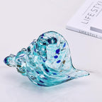 LCCCK Sea Glass Art Figurines Hand Blown Conch Shell Sculpture, Aqua Sea Glass Decor Creative Conch Seashell Statue - for Coastal Room Decor Knick Knacks Home Decor Kitchen Decorations Above Cabinets