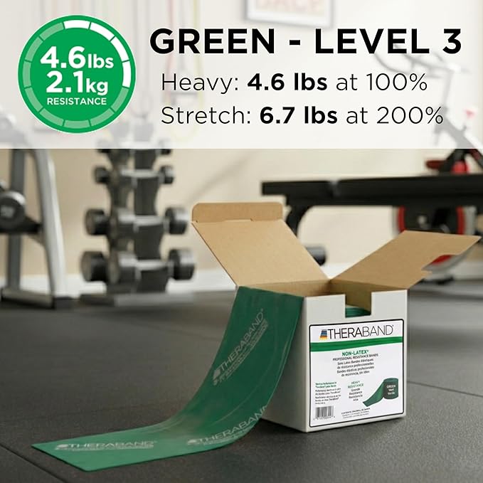 THERABAND Resistance Band 25 Yard Roll, Non-Latex Professional Elastic Stretch Bands for Upper & Lower Body Exercise Workouts, Physical Therapy, Lower Pilates, Flexibility, & Rehab, Dispenser Box