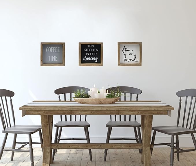 Joy Choice 8x8inch Kitchen Signs Wall Decor Farmhouse, This Kitchen Is For Dancing Wooden Signs Personalized, Home Table Sign With Solid Wood Frame.