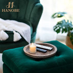 Hanobe Wooden Tray for Coffee Table: Candle Holder Plate Round Decorative Serving Tray - Vintage Table Centerpiece Rustic Farmhouse Home Decor