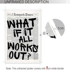 Drimiler Retro Black And White Newspaper Poster What If It All Works Out Canvas Wall Art Positive Affirming Quote Minimalist Prints Painting For Home Bedroom Dorm Wall Decor 12x18in Unframed