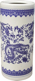 Chinese Style Umbrella Stand, Multifunctional Ceramic Vase, Large Capacity Umbrella Holder, Umbrella Stand Rack for Entryway, 40CM, Blue