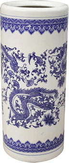 Chinese Style Umbrella Stand, Multifunctional Ceramic Vase, Large Capacity Umbrella Holder, Umbrella Stand Rack for Entryway, 40CM, Blue