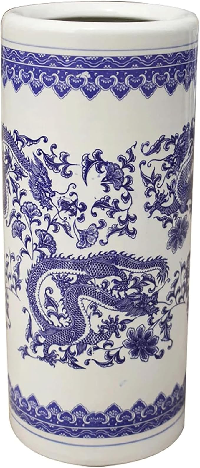 Chinese Style Umbrella Stand, Multifunctional Ceramic Vase, Large Capacity Umbrella Holder, Umbrella Stand Rack for Entryway, 40CM, Blue